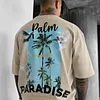 Unisex Oversize Casual Palm Paradise Print Washed T-Shirt by Inlyline