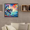 5D DIY Full Round Drill Diamond Painting Goldfish and Cat Home Decor 40x40cm