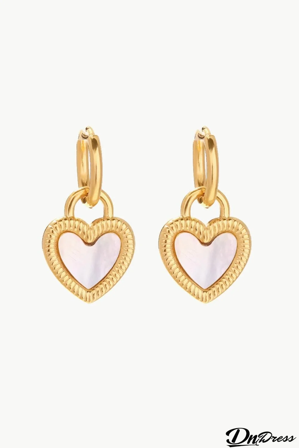 Inlaid Shell Heart Drop Earrings
