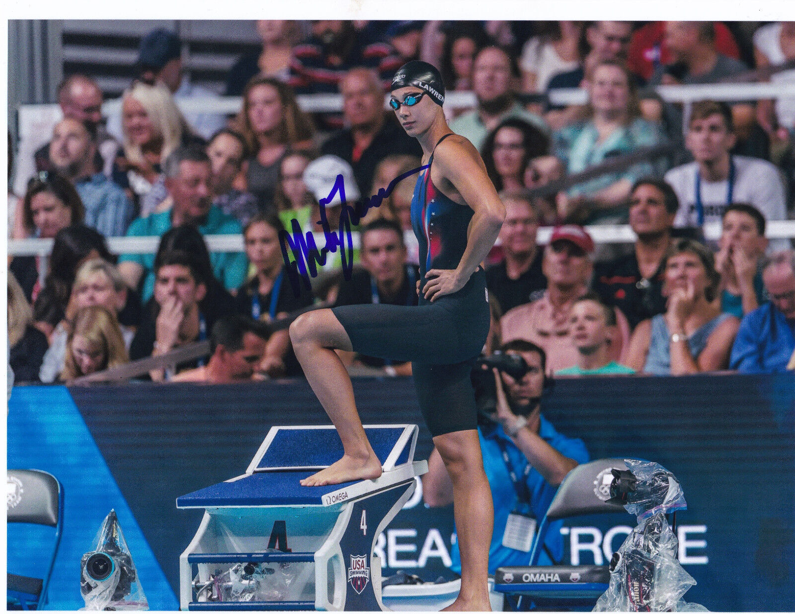 Micah Lawrence Signed 8.5x11 Photo Poster painting USA Swimming Rio Olympics London Auburn Tiger