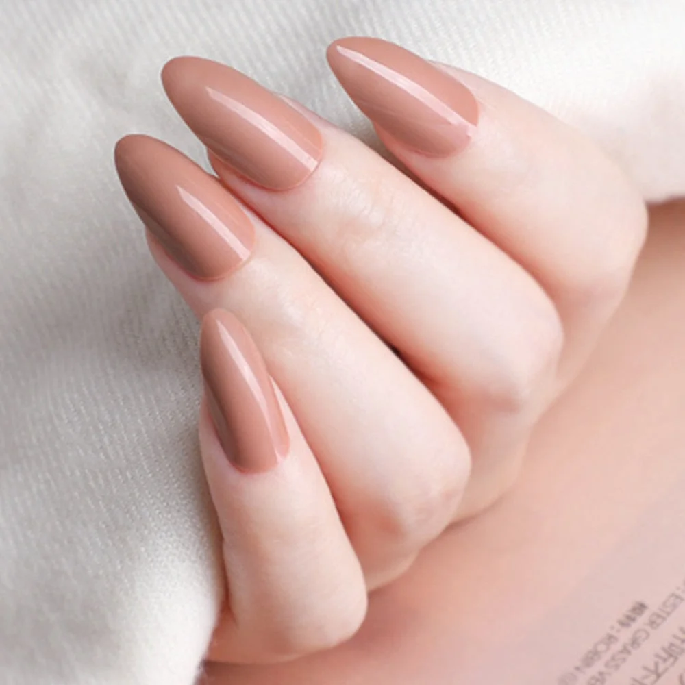 24Pcs Shiny Wine Red Short Stiletto False Nails DIY Press On Fake Nail With Jelly Glue Lady Daily Wear Manicure Tools-Nail Inspo