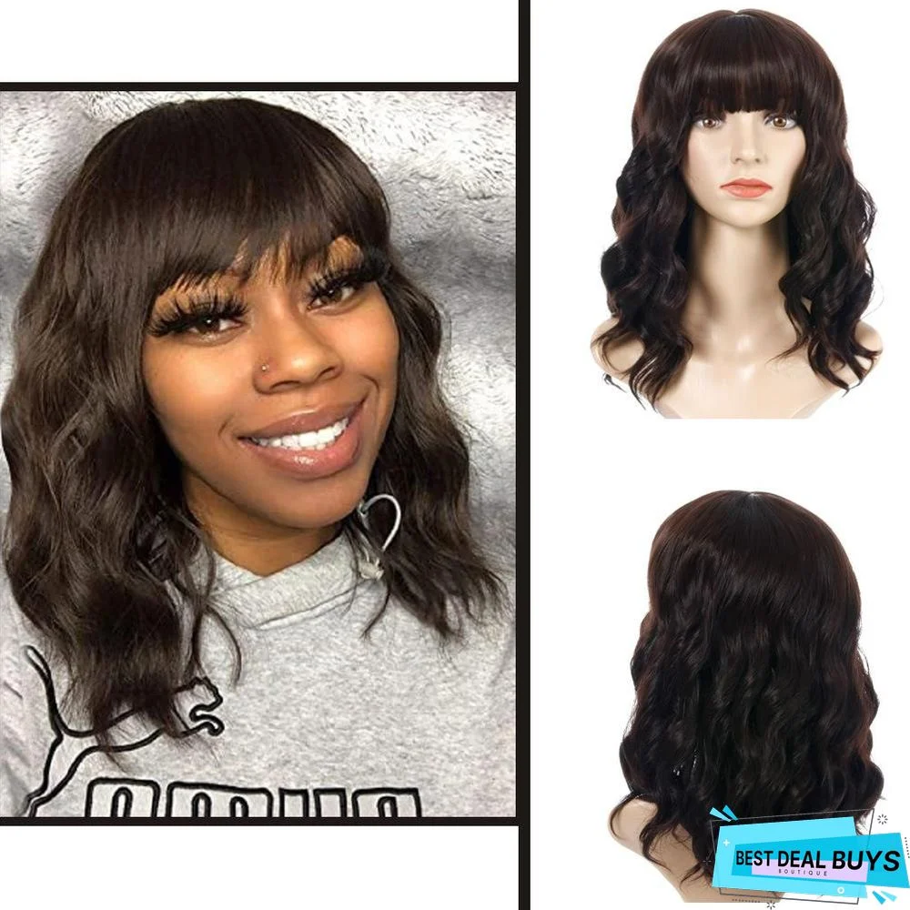 European and American Short Curly Hair with Bangs and Chemical Fiber Headgear