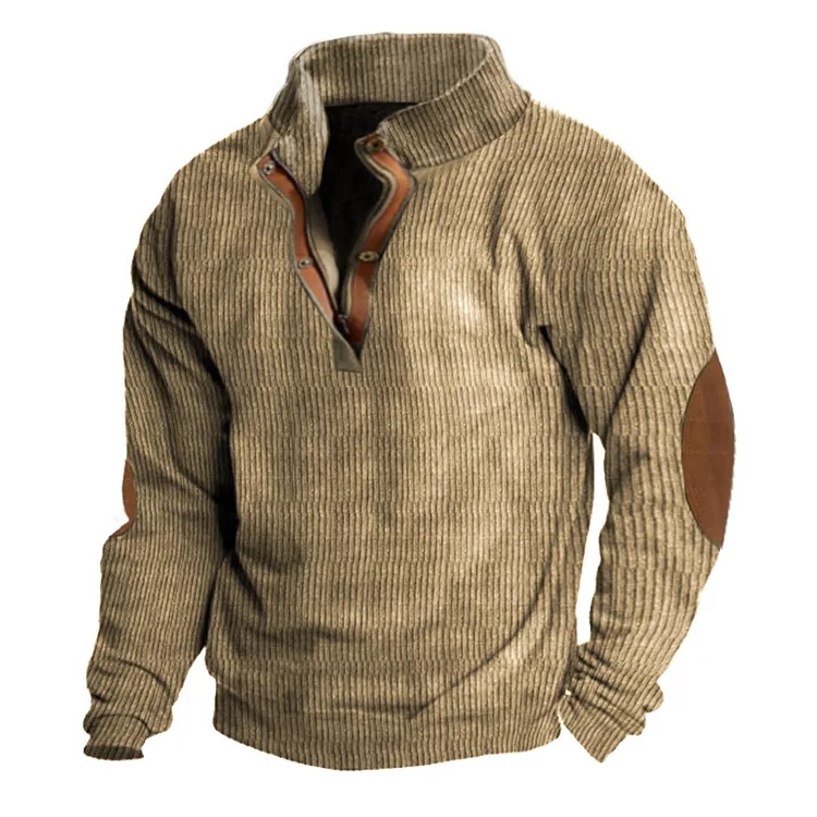Men's Vintage Colorblock Zipper Stand Collar Sweatshirt 6e7c