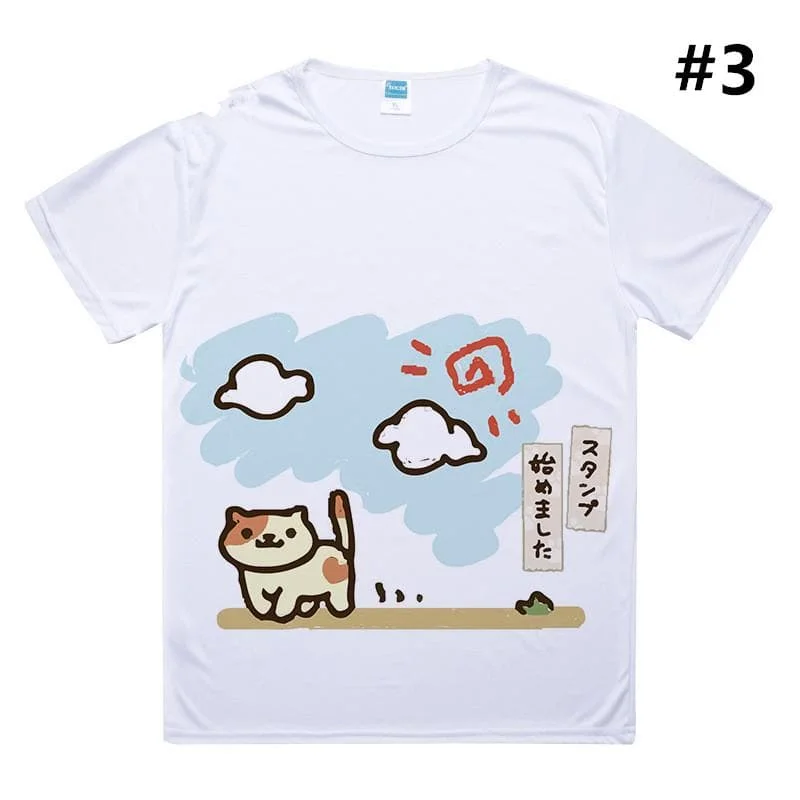 [Neko Atsume] S-3XL White Kawaii Neko Cat T-Shirt SP165328