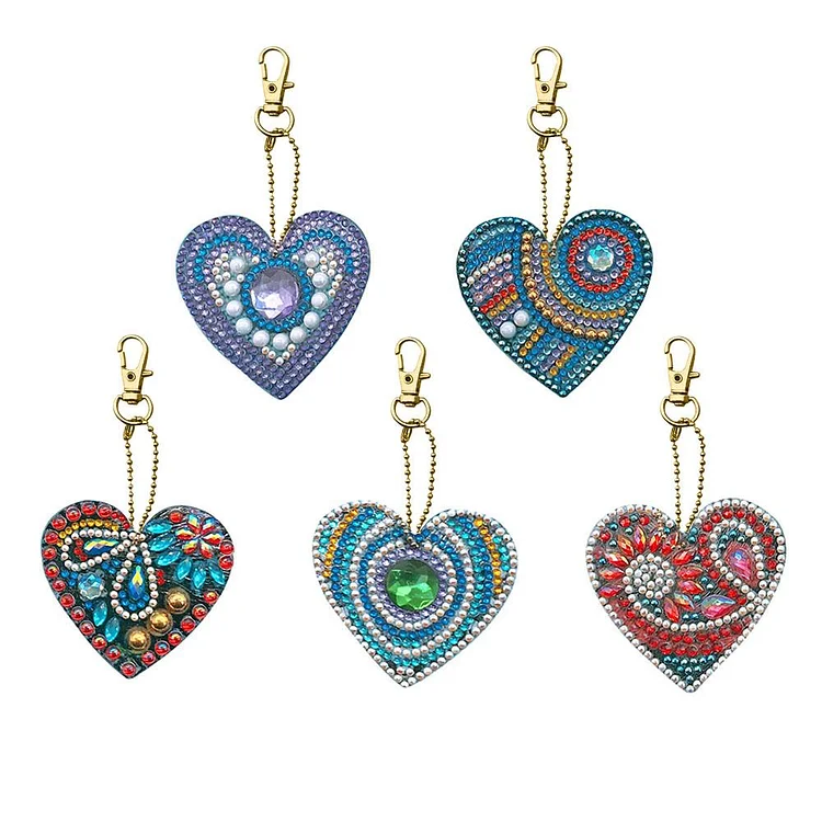 【Key-chain】5pcs DIY Full Special Shaped Love Heart Diamond Painting Keychain Pendant gbfke