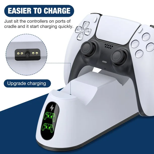 DinoFire Charger Station for PS5 Controller,Fast Charging Dock for Dual Playstation 5 Controllers Stand Dualsense Controller & LED Indicators