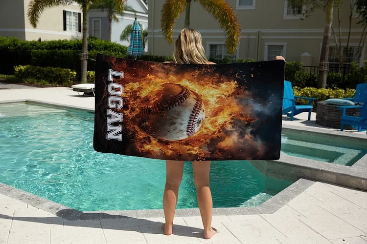 Baseball Beach Towel, Kids Beach Towel Personalized | DYTowel521