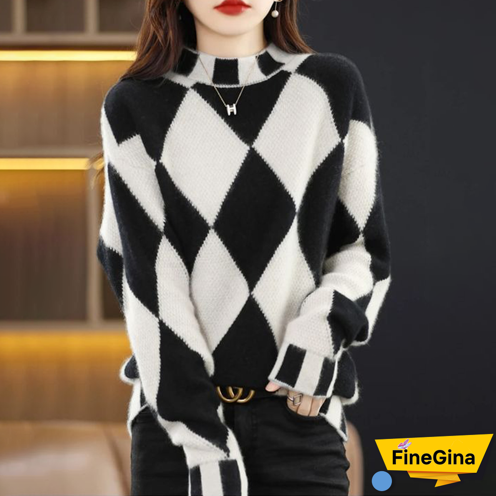 Basic Color Block Long Sleeve Sweater