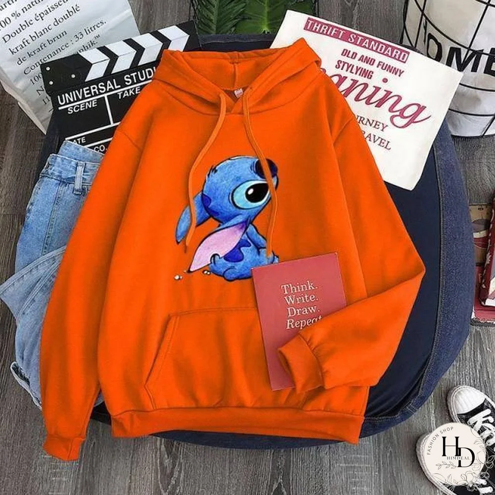 New Hoodie Sweatshirt Women Oversized cartoon Stitch Hoodie couple shirt versatile Sweatshirt Winter Long Sleeve Tops Hoodies