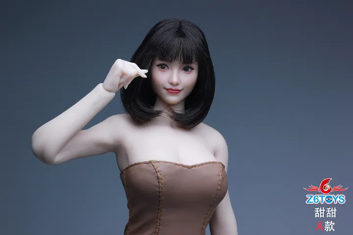 Z6TOYS 1/6 Asian Female Head Sculpture with Movable Eyes and a
