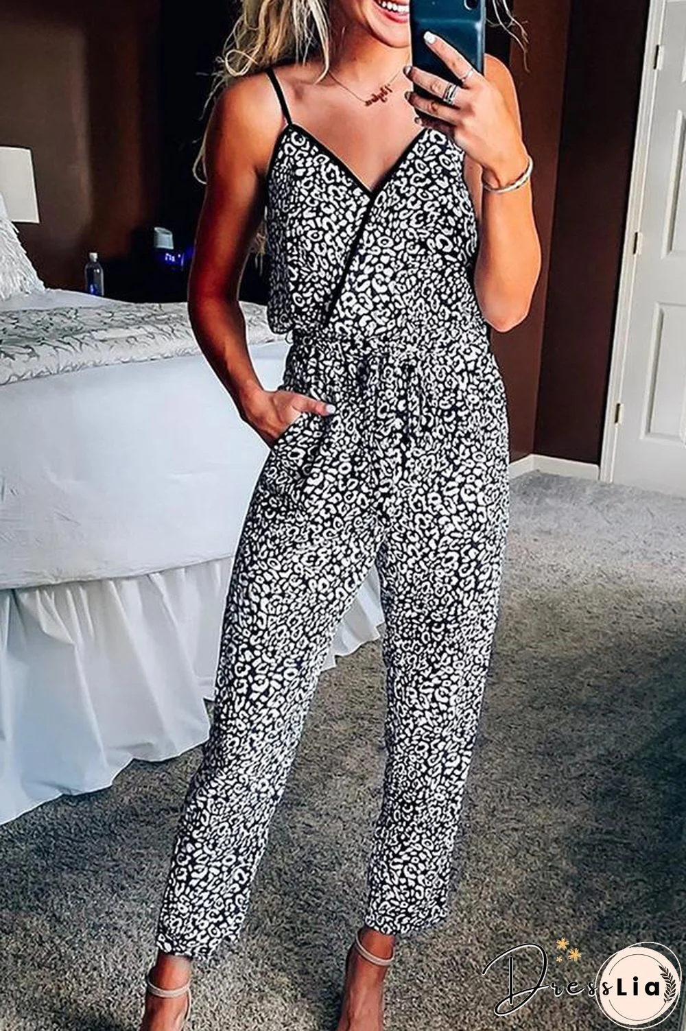 Sexy Leopard-print Strapped jumpsuit