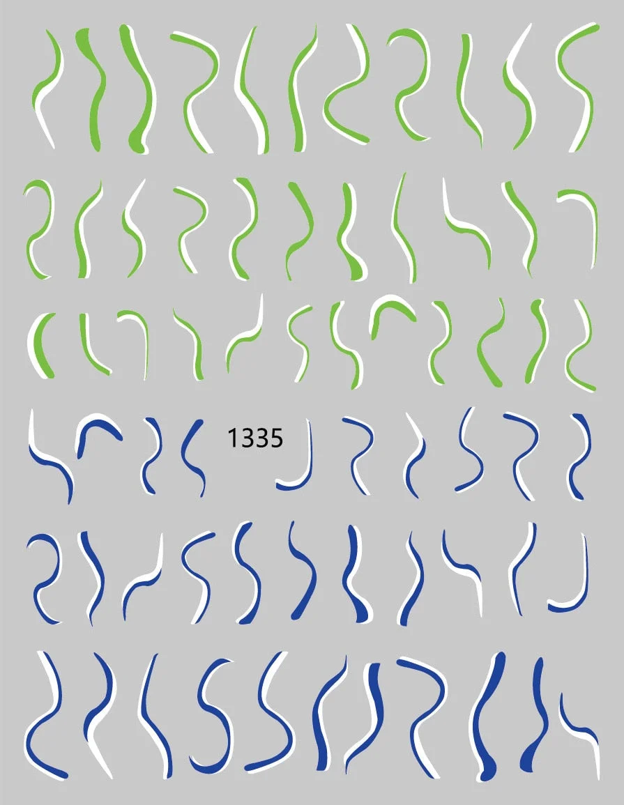 3D Swirl Lines Nail Sticker Geometry Irregular Whirling Wave Cow Print Decal on Nails Art Charms Manicure Slider Tip Accessories-Nail Inspo