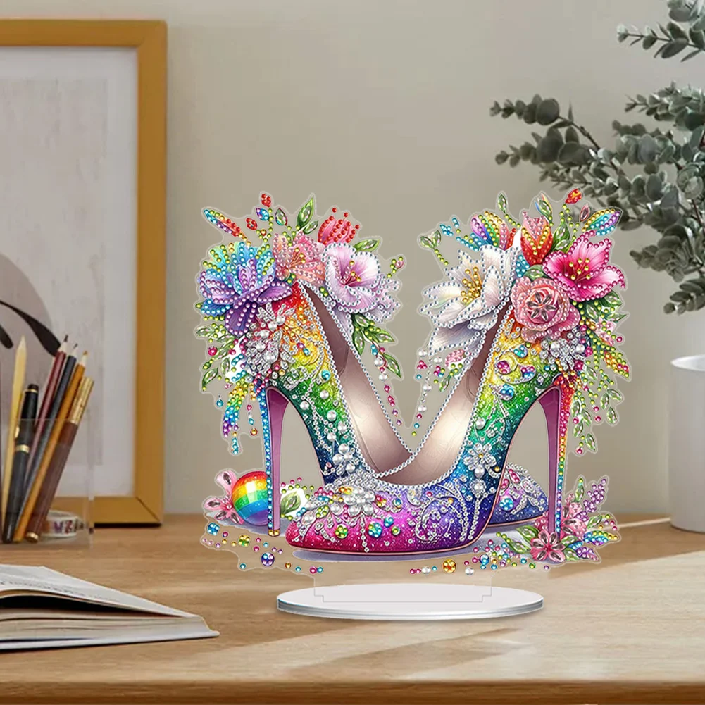 5D DIY High Heels Acrylic Special Shape Diamond Painting Desktop Ornament for Beginner