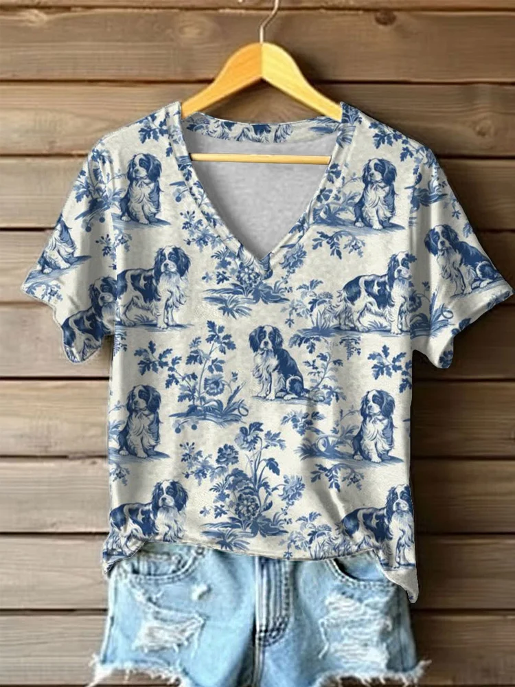 Simpfit T-Shirt mit Cavalier King Charles Spaniel-Print für Damen