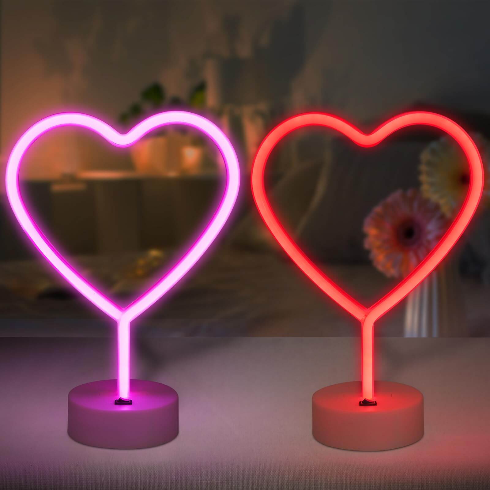 Valentine's Day Dual-Power LED Neon Light Set (2 PCS)