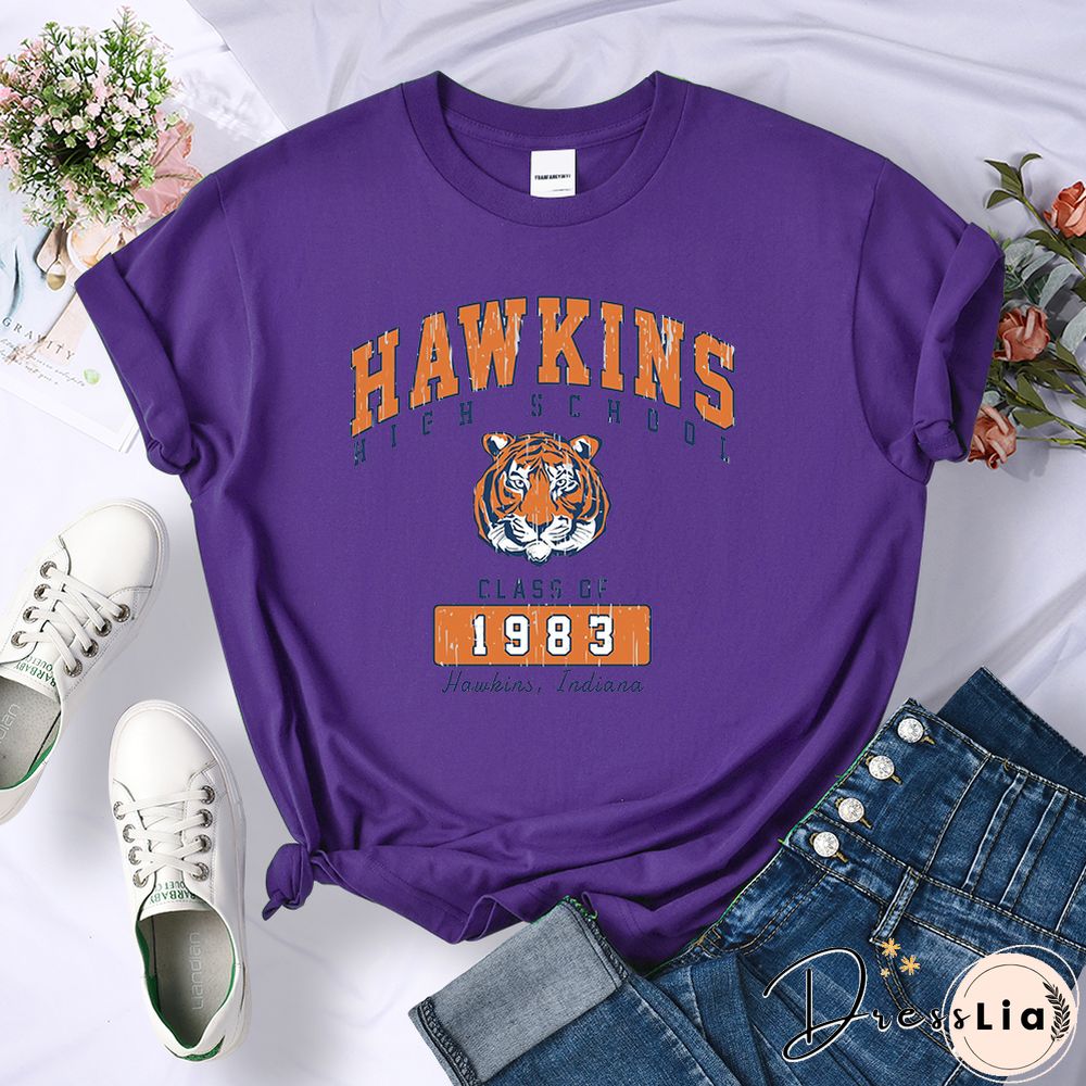 Hawkins High School Class Of 1983 Womens T-Shirts Breathable Casual Tshirt Cute Harajuku Short Sleeve Fashion T Shirts Female