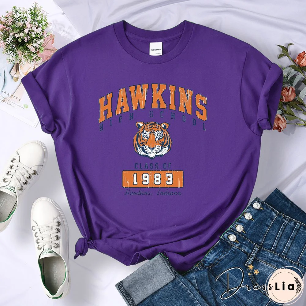 Hawkins High School Class Of 1983 Womens T-Shirts Breathable Casual Tshirt Cute Harajuku Short Sleeve Fashion T Shirts Female