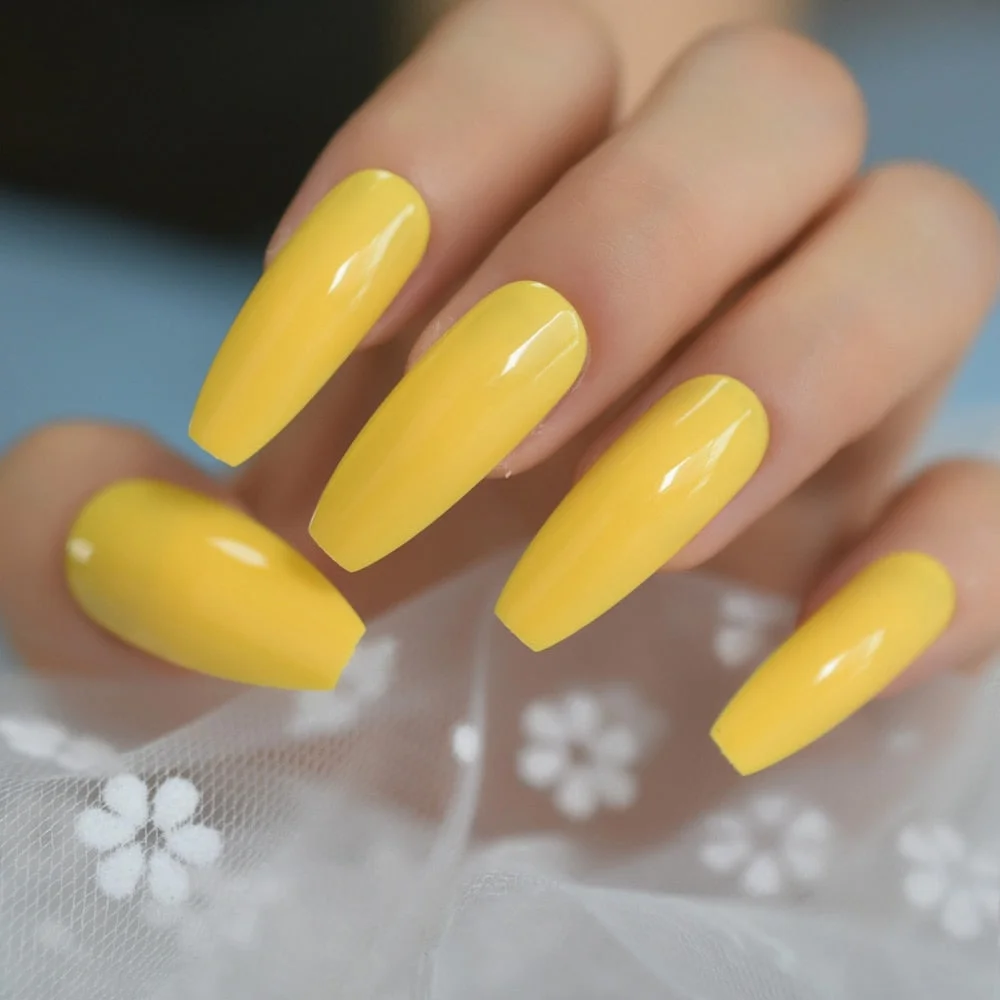 Yellow Orange Ombre Faux Ongles Fire Matte Black Flame Fake Nails Extra Long Coffin Shape Ladies Fingernails 24-Nail Inspo