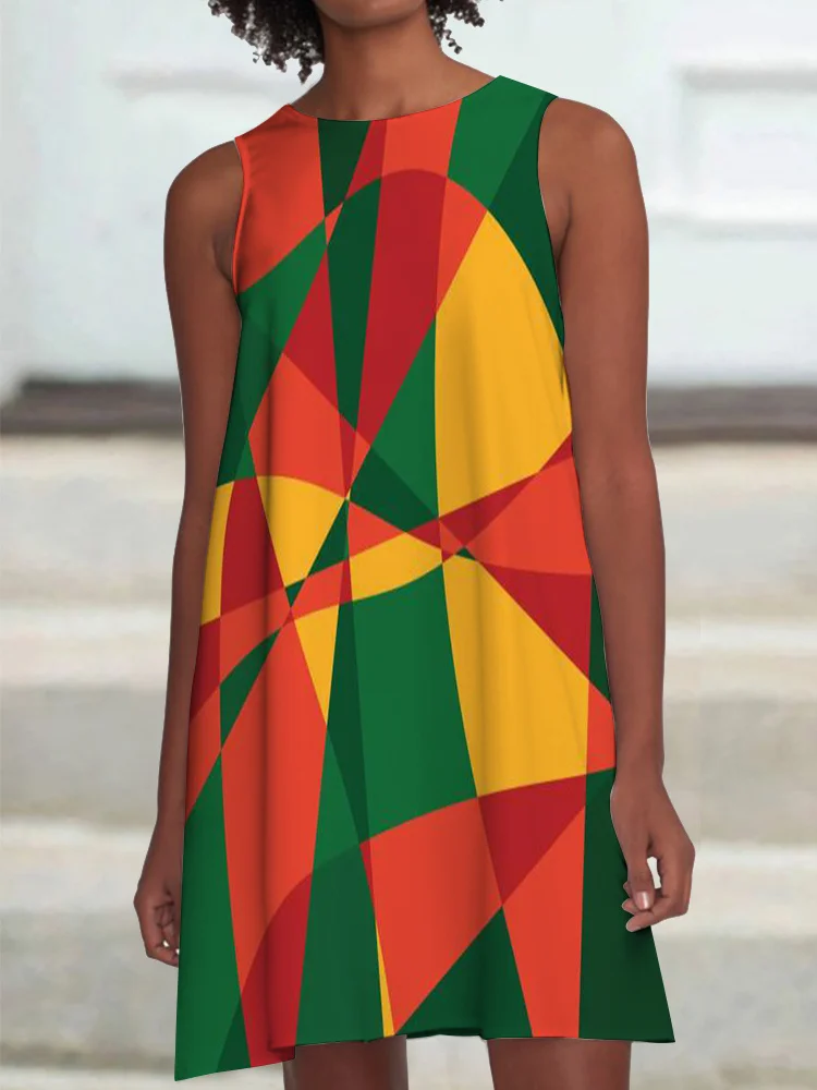 Abstract Art Print A Line Mini Dress