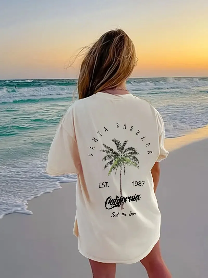 Brownm coconut print round neck t-shirt