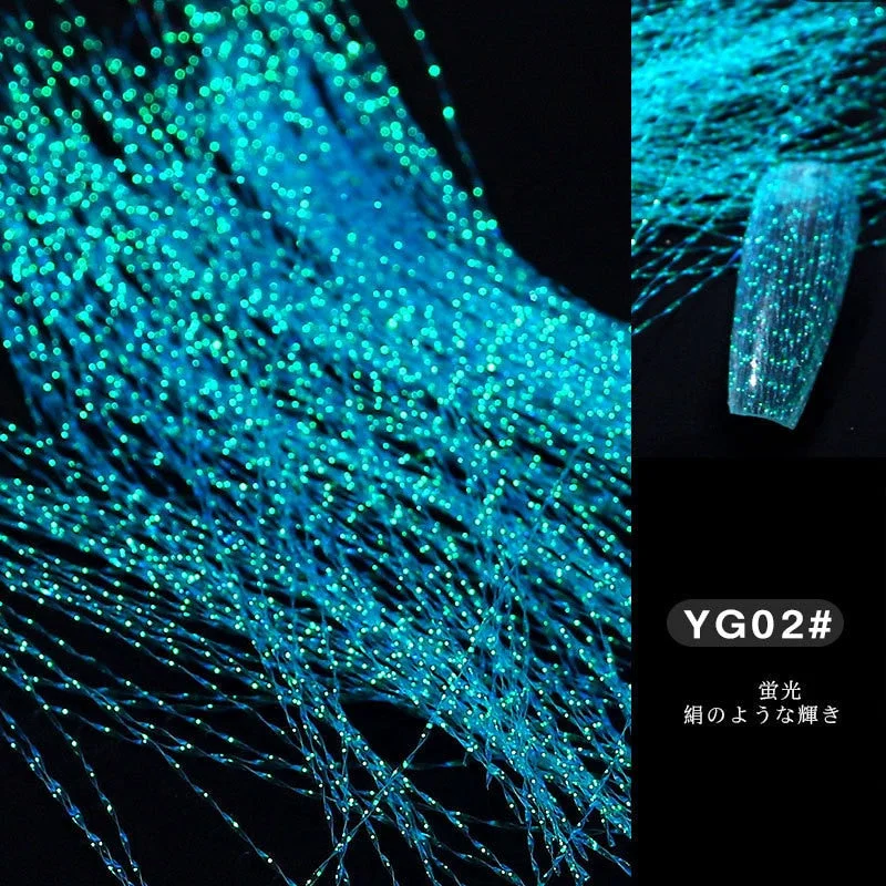 Fashion Fluorescent Nail Sticker Thread Laser Glitter Mesh Net Line Tape Holographic Manicure 3D Silk Foils Nail Art Decorations-Nail Inspo