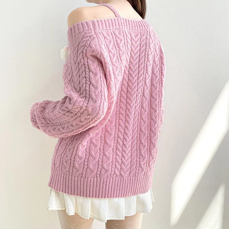 Brownm Cut-Out Knit Sweater