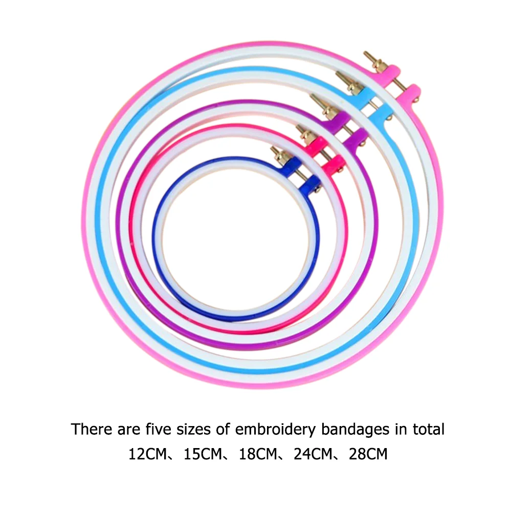 5pcs Cross Stitch Circle Set DIY Craft Round Hand Embroidery Hoops Rings