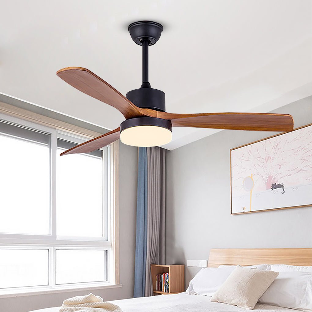 52 Inches Nordic Minimalist Solid Wood Household LED Ceiling Fan Lamp ...