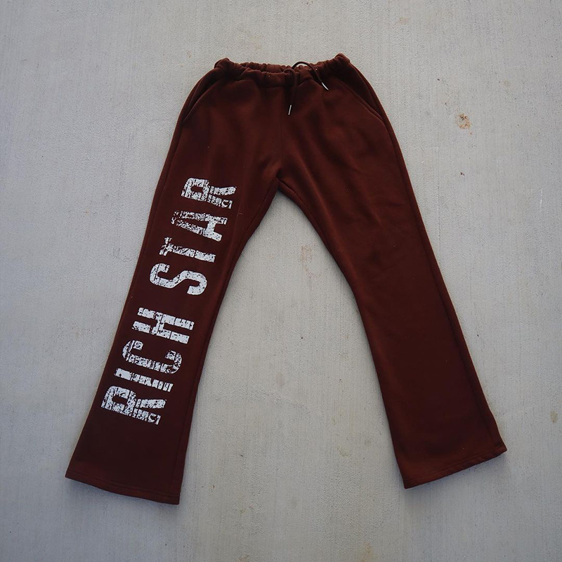 Vintage Personalized Rich Star Print Flared Sweats Trousers
