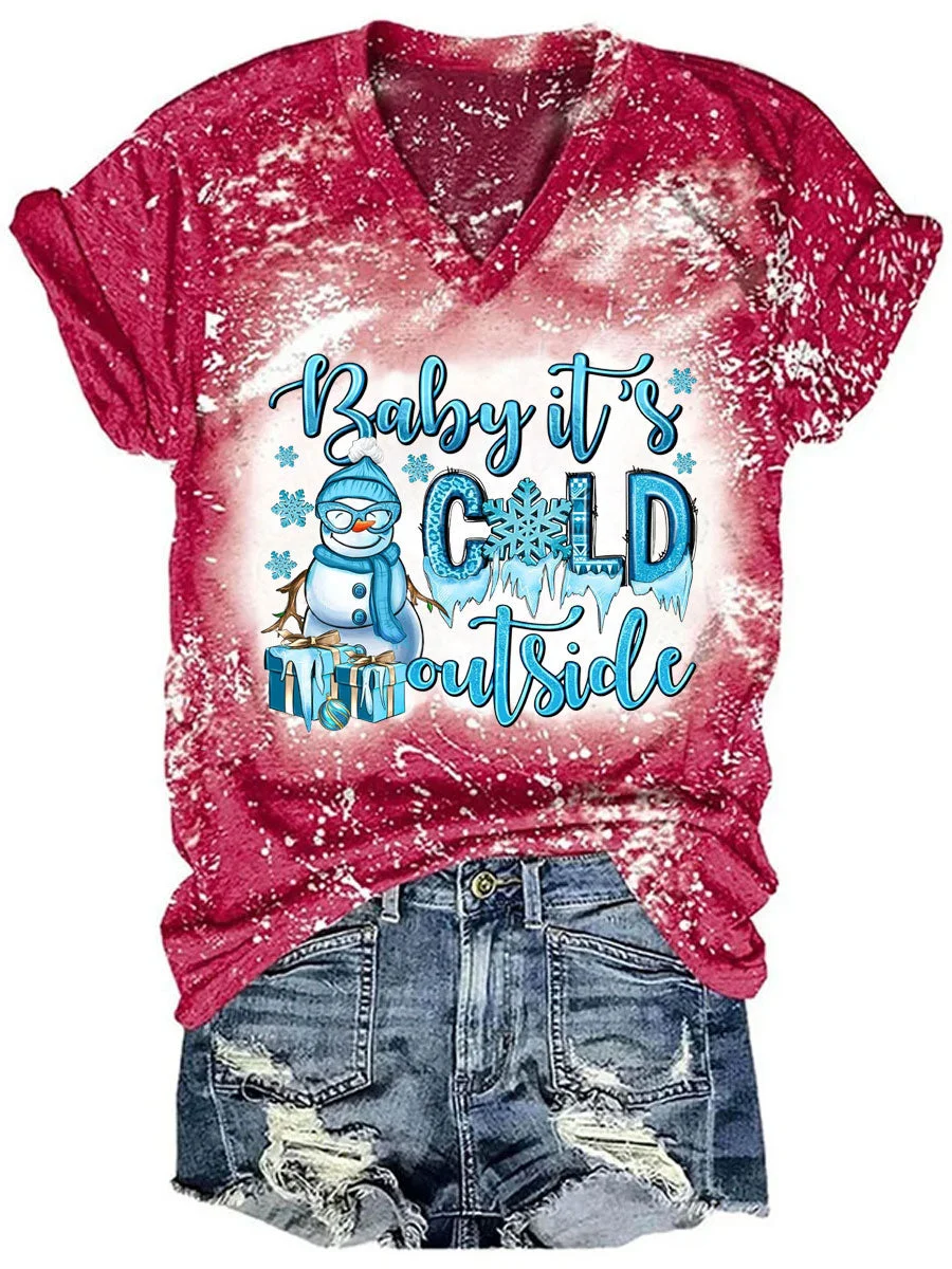 Baby It's Cold Outside Tie Dye V-neck T-shirt