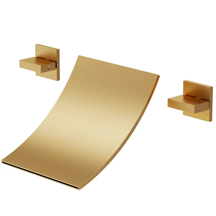 EVERSTEIN Waterfall Wall-Mounted Bathtub Faucet in Brushed Gold SFS-1108-GD