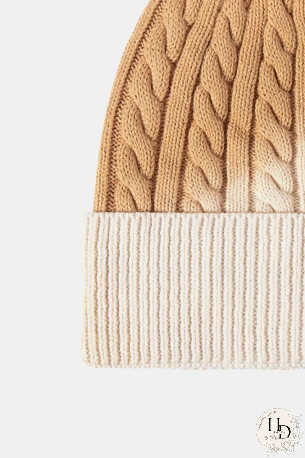 Contrast Tie-Dye Cable-Knit Cuffed Beanie