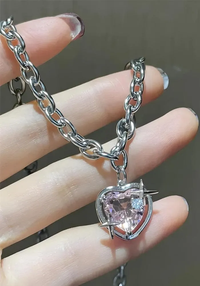 Brownm Shiny Heart Necklace