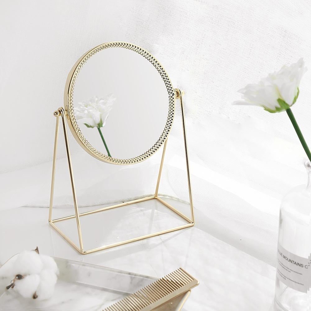 Gold Lace Round Mirror
