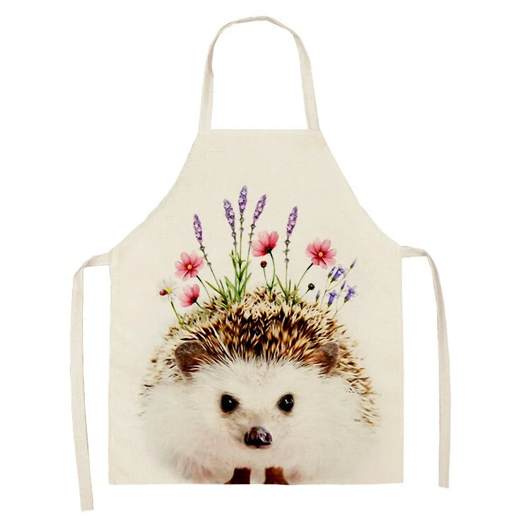 Linen Kitchen Apron - Flower animal letclo 