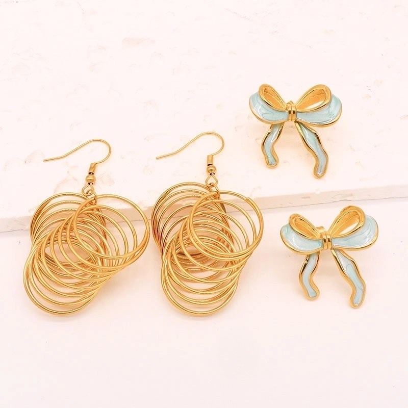 1 Pair Casual Elegant Streetwear Heart Shape Bow Knot 304 Stainless Steel 18K Gold Plated Ear Studs