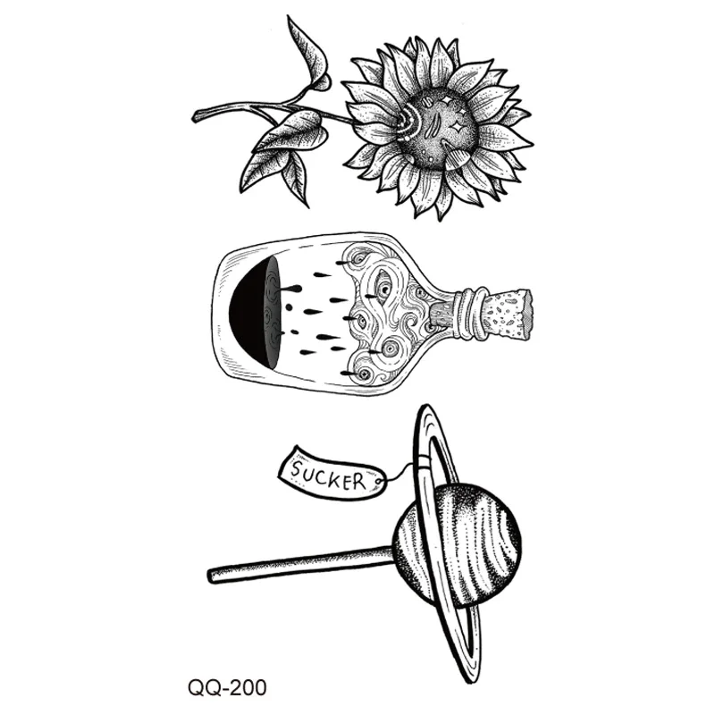 Sdrawing Rose Temporary Tattoo Sticker Flower Feather Elephant Body Clavicle Ankle Legs Arm Art Fake Tatto Party Bikini Tatoos