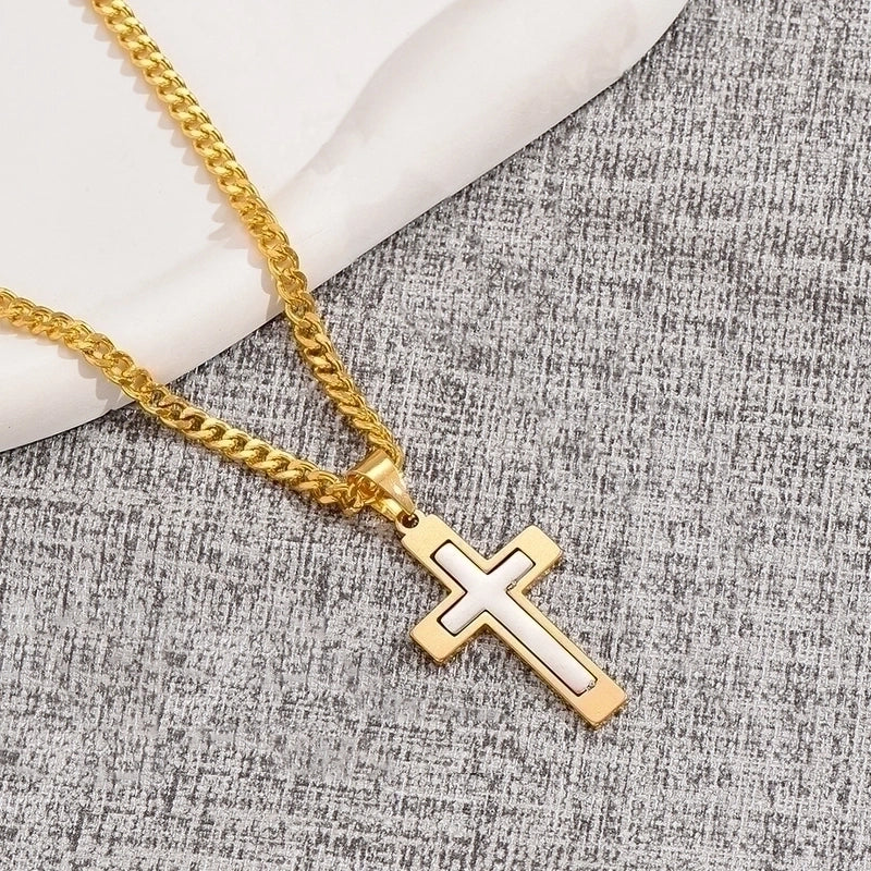 Casual Hip-Hop Cross Stainless Steel Titanium Steel Plating Pendant Necklace