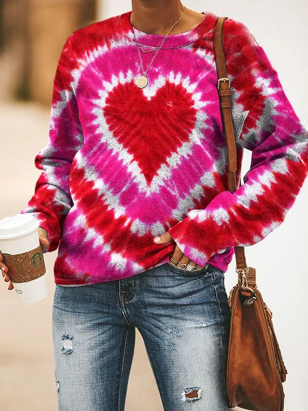 Women's Heart Tie Dye Casual Sweatshirt