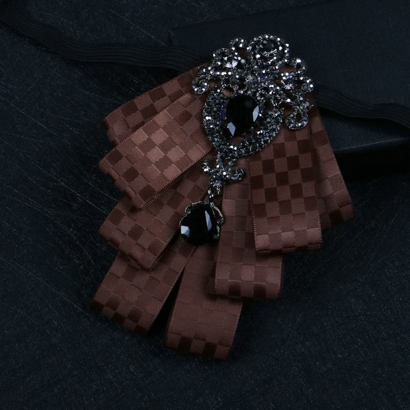 Luxury Black Rhinestone Handmade Bow Tie Men's Wedding Groomsman High-end British Boy Business Suit Shirt Bowtie Set