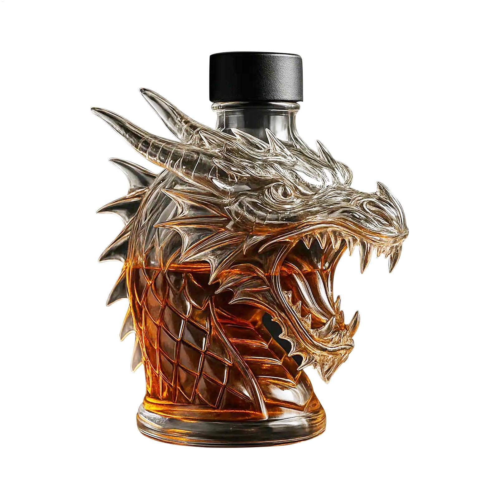 Tegooe Dragon Head Whiskey Decanter - Unique Glass Liquor Dispenser for Spirits