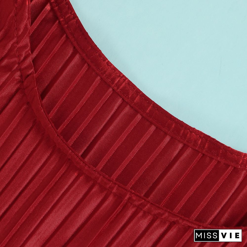 Pleated Loose Blouse Crop Top Wide Leg Pants Outfits