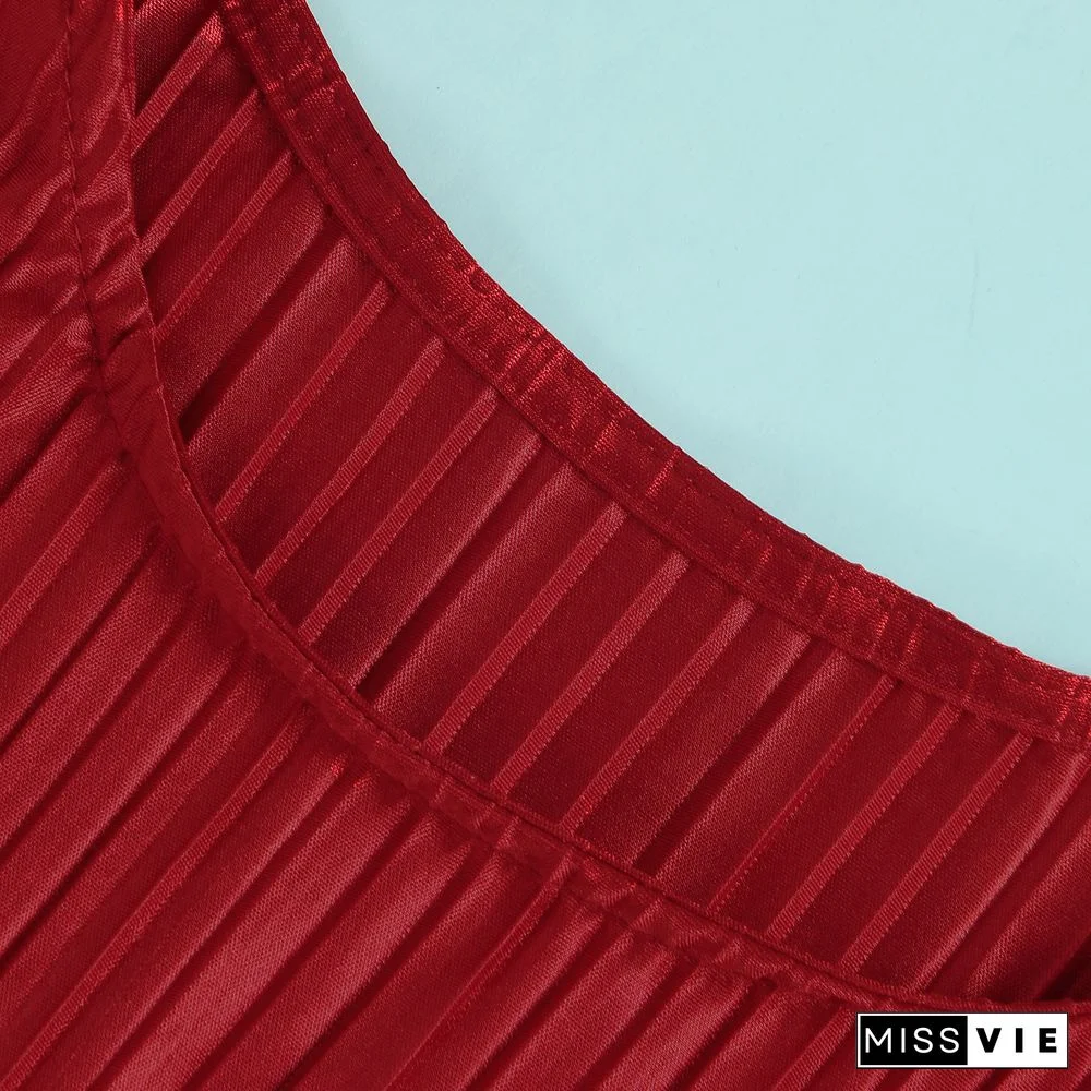 Pleated Loose Blouse Crop Top Wide Leg Pants Outfits