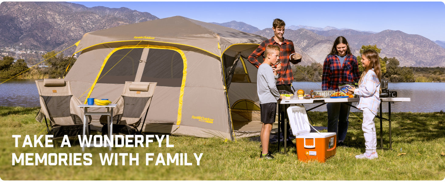 FanttikOutdoor Camping Tent. Lightweight 8 Person Instant Cabin Tent Setup in 60 Seconds with Rainfly & Windproof. Portable with Carry Bag for Family Camping & Hiking. Upgraded Ventilation