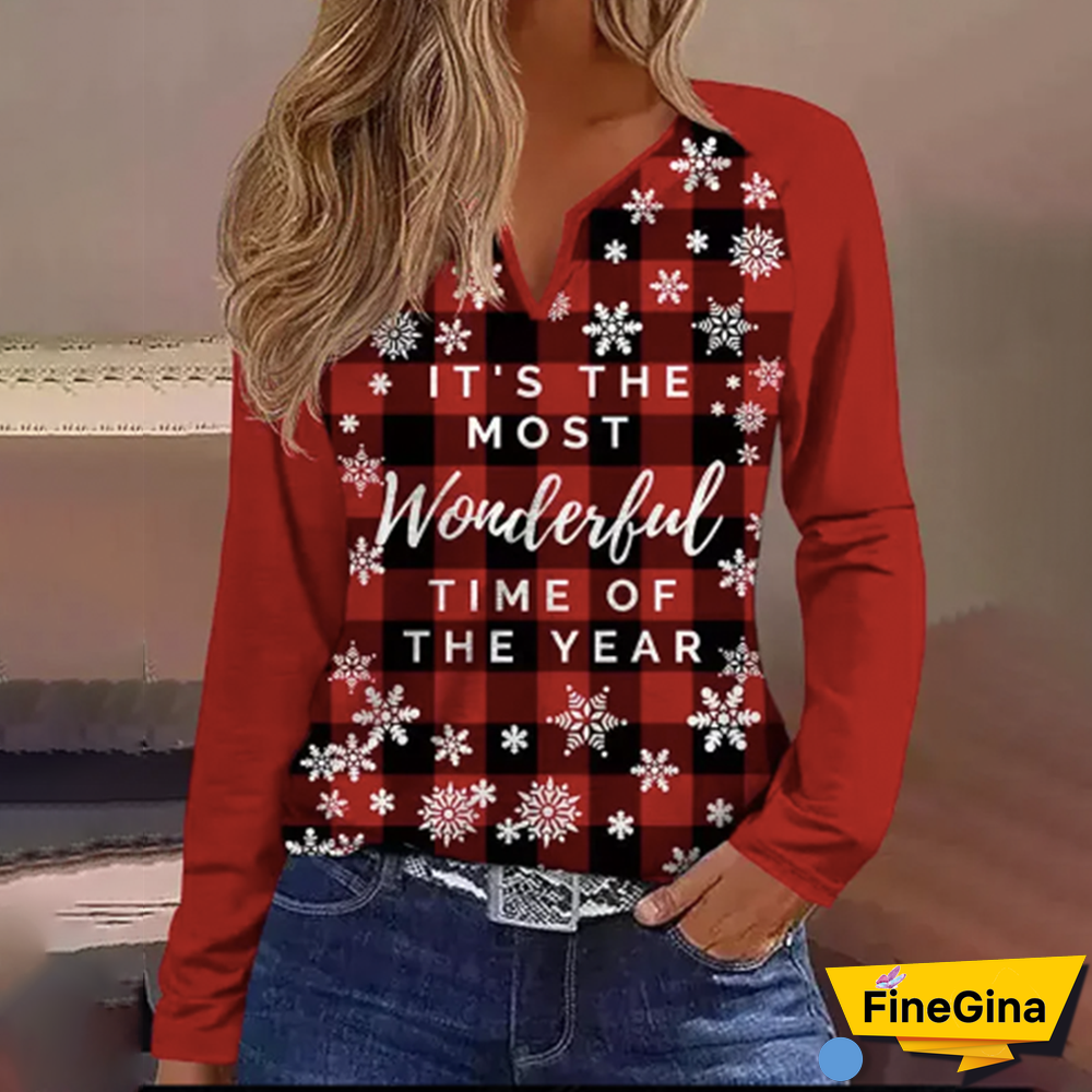 Modern Print V-Neck Top