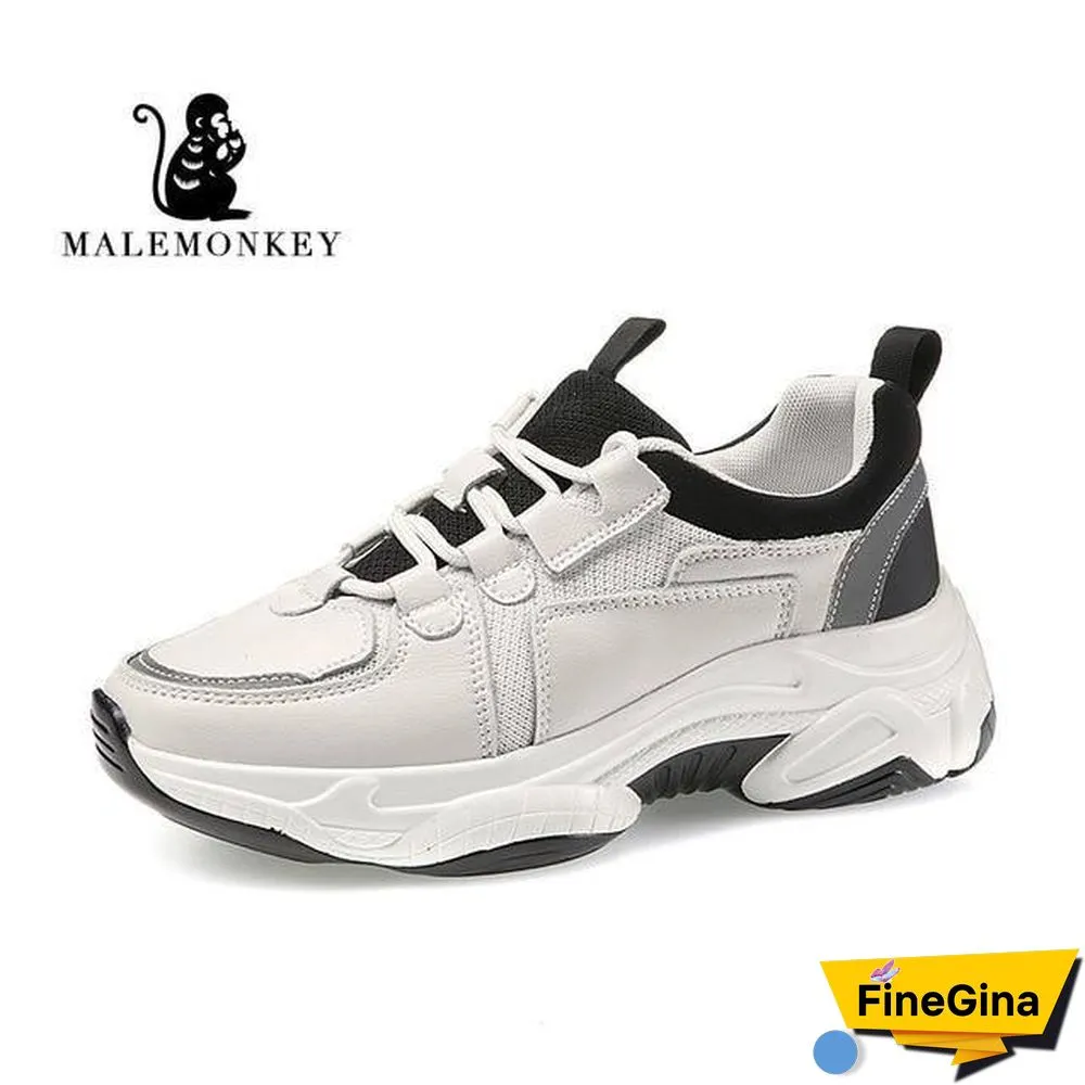 Fashion Sport Casual Sneakers Women Spring Autumn Leather Breathable Comfortable Sneaker Platform Shoes Women Black