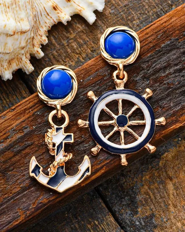 1Pair Anchor Shaped Rhinestone Drop Earrings