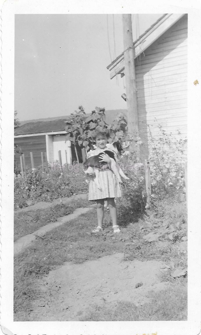 A LITTLE GIRL AND HER DOG Vintage FOUND Photo Poster paintingGRAPH bw Original Snapshot 01 36 R