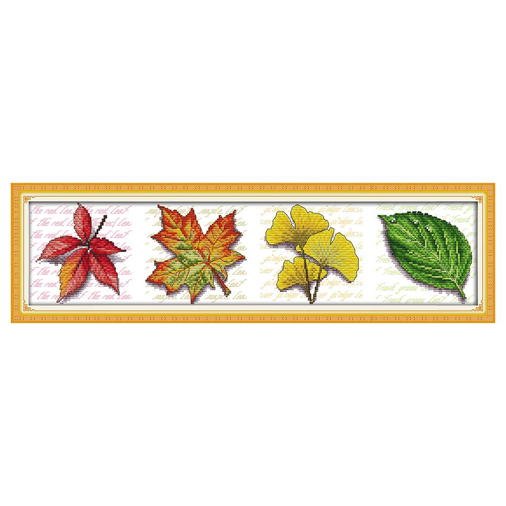 

Leaves - 14CT Stamped Cross Stitch - 55*16cm, 501 Original