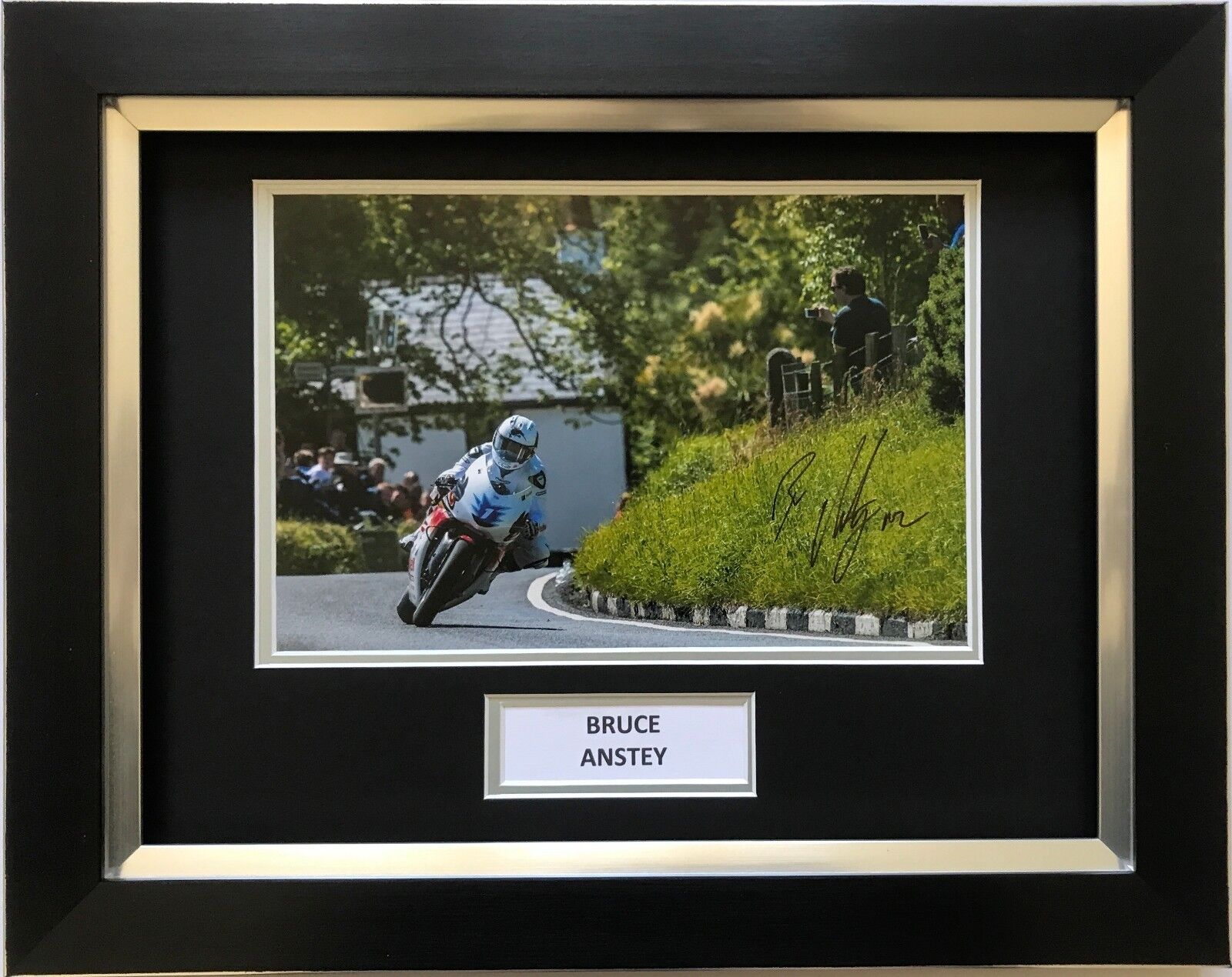 BRUCE ANSTEY HAND SIGNED ISLE OF MAN TT FRAMED Photo Poster painting DISPLAY 3.